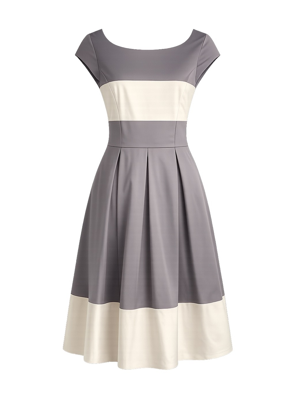 kate spade Gray and Cream Fit-and-Flare Midi Dress